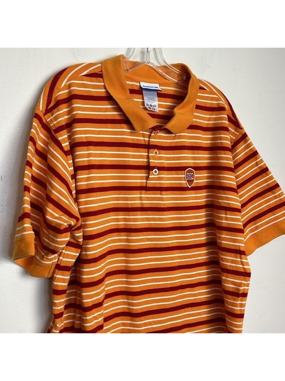 Reebok Classic Vintage Striped Oversized Short Sleeve Polo Top Shirt